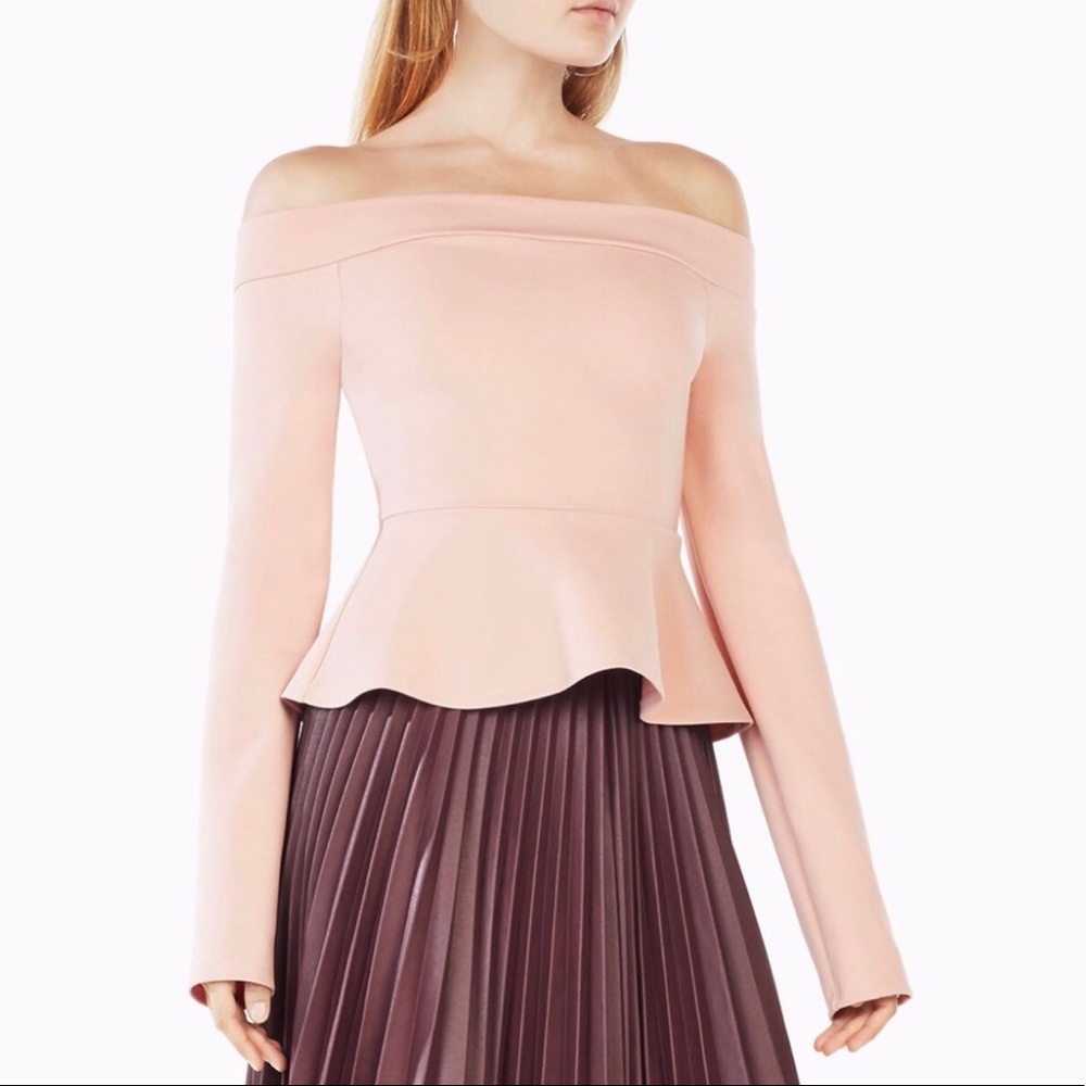 BCBG MAXAZRIA Pink Off The Shoulder Top